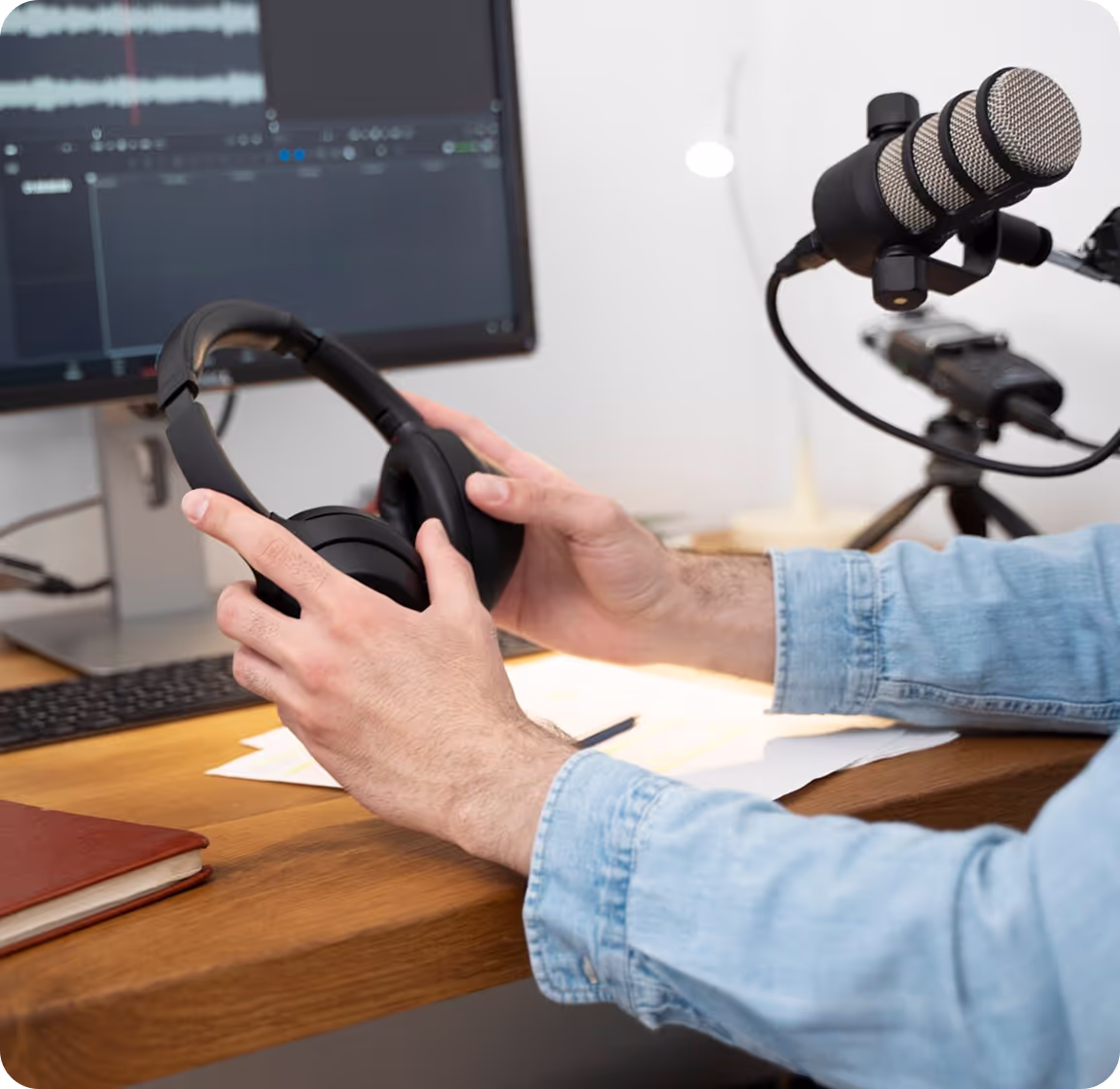 hands with microphone