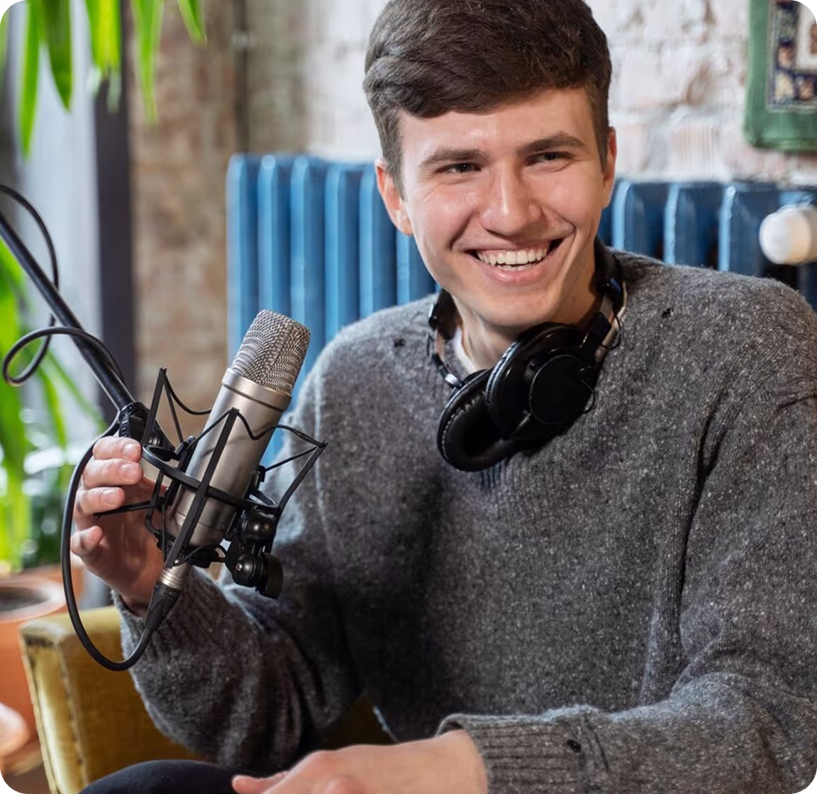 man with microphone